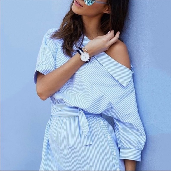 The Parisian Asymmetrical Striped Shirt Dress - Picture 4 of 4